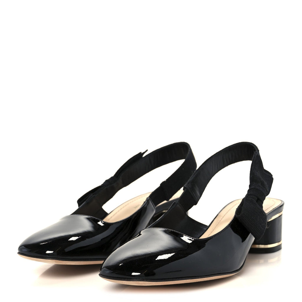 Christian Dior Patent Miss Dior Slingback Pumps 37.5 Black
