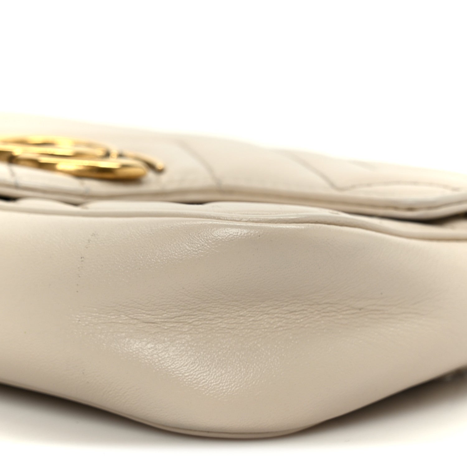 Gucci Calfskin Matelasse Super Mini GG Marmont Shoulder Bag White