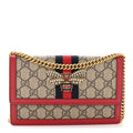 Gucci GG Supreme Monogram Web Queen Margaret Chain Wallet Red