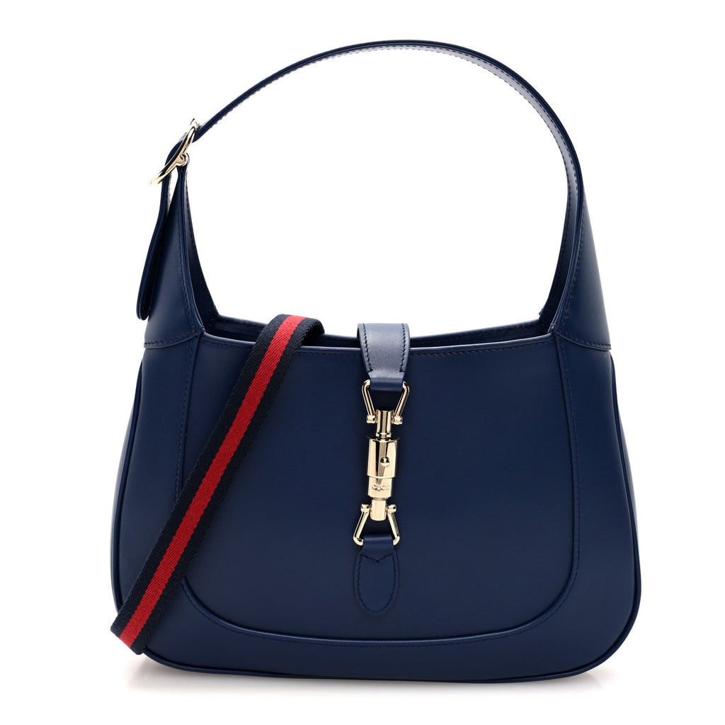 Gucci Sea Calfskin Web Medium Jackie 1961 Hobo Plastic Blue