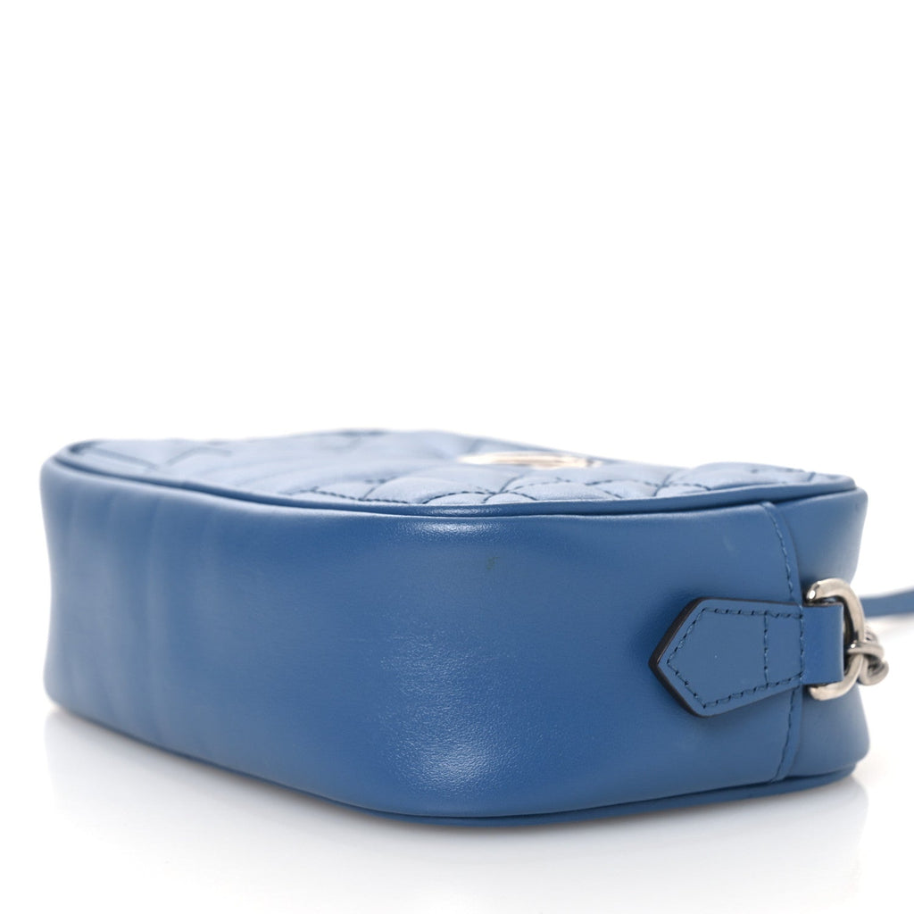 Gucci Calfskin Matelasse Aria Mini GG Marmont Chain Shoulder Bag Clear Blue