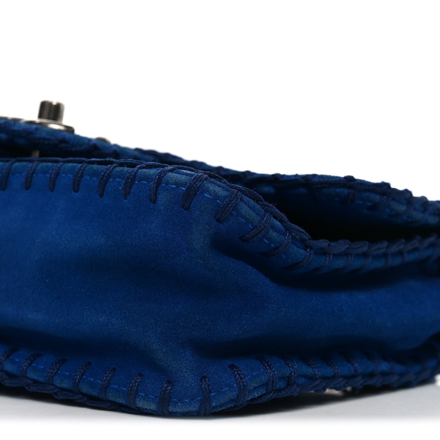 Chanel Suede Quilted Whipstitch Mini Flap Blue