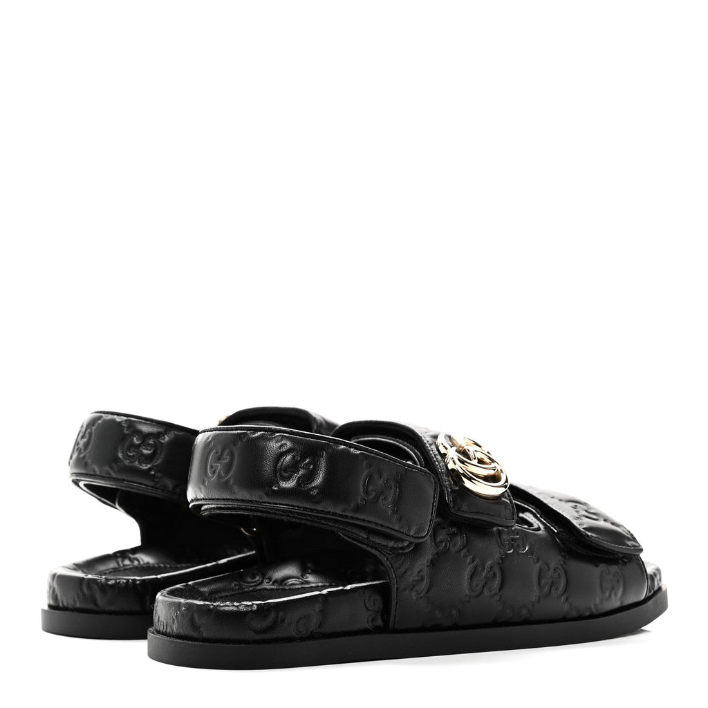 Gucci Guccissima GG Embossed Womens Sandals 35 Black