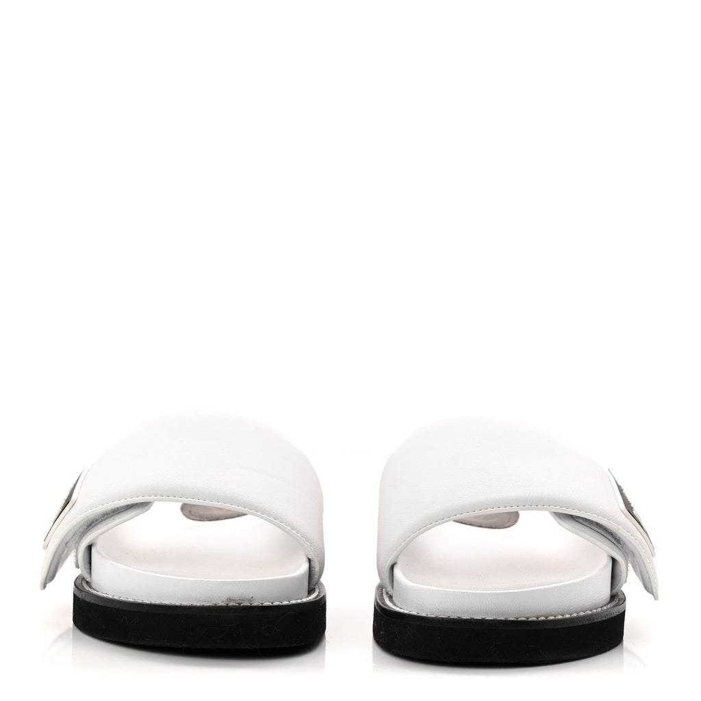 Louis Vuitton Calfskin Sunset Flat Mule Sandals 39 White