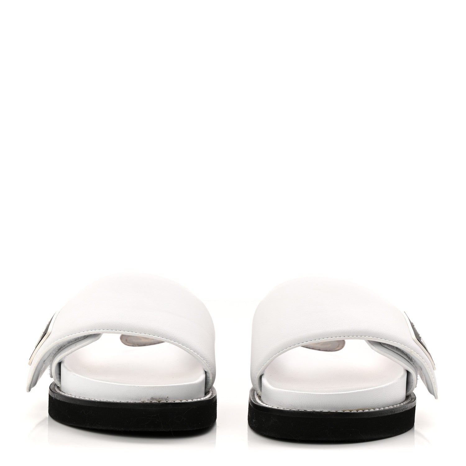 Louis Vuitton Calfskin Sunset Flat Mule Sandals 39 White