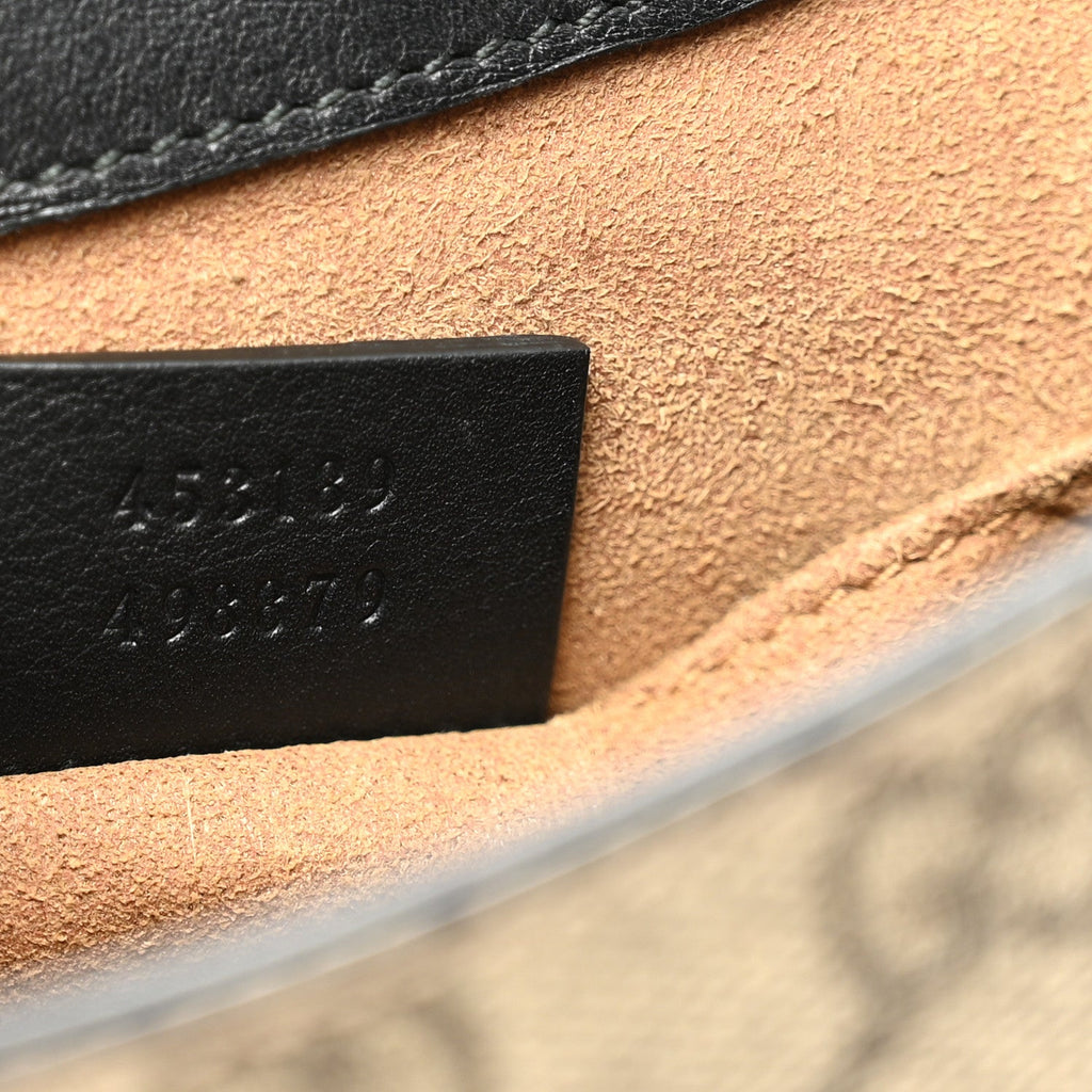 Gucci GG Supreme Monogram Web Medium Padlock Messenger Shoulder Bag Black
