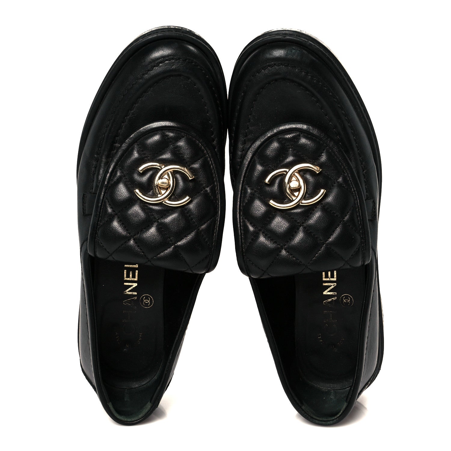 Lambskin Quilted CC Turnlock Loafers 37 Black