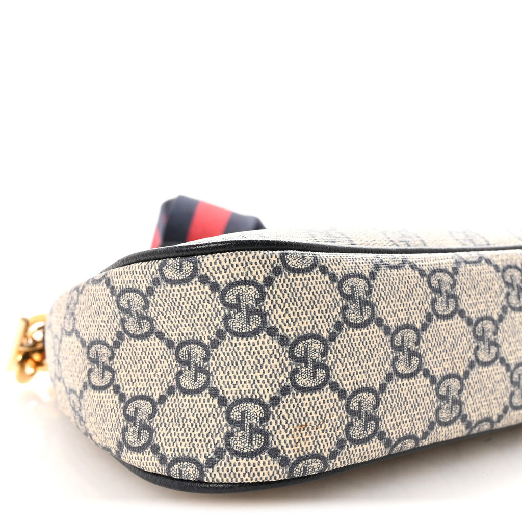 Gucci GG Supreme Monogram Textured Dollar Calfskin Web Small Ophidia GG Handbag Beige Blue
