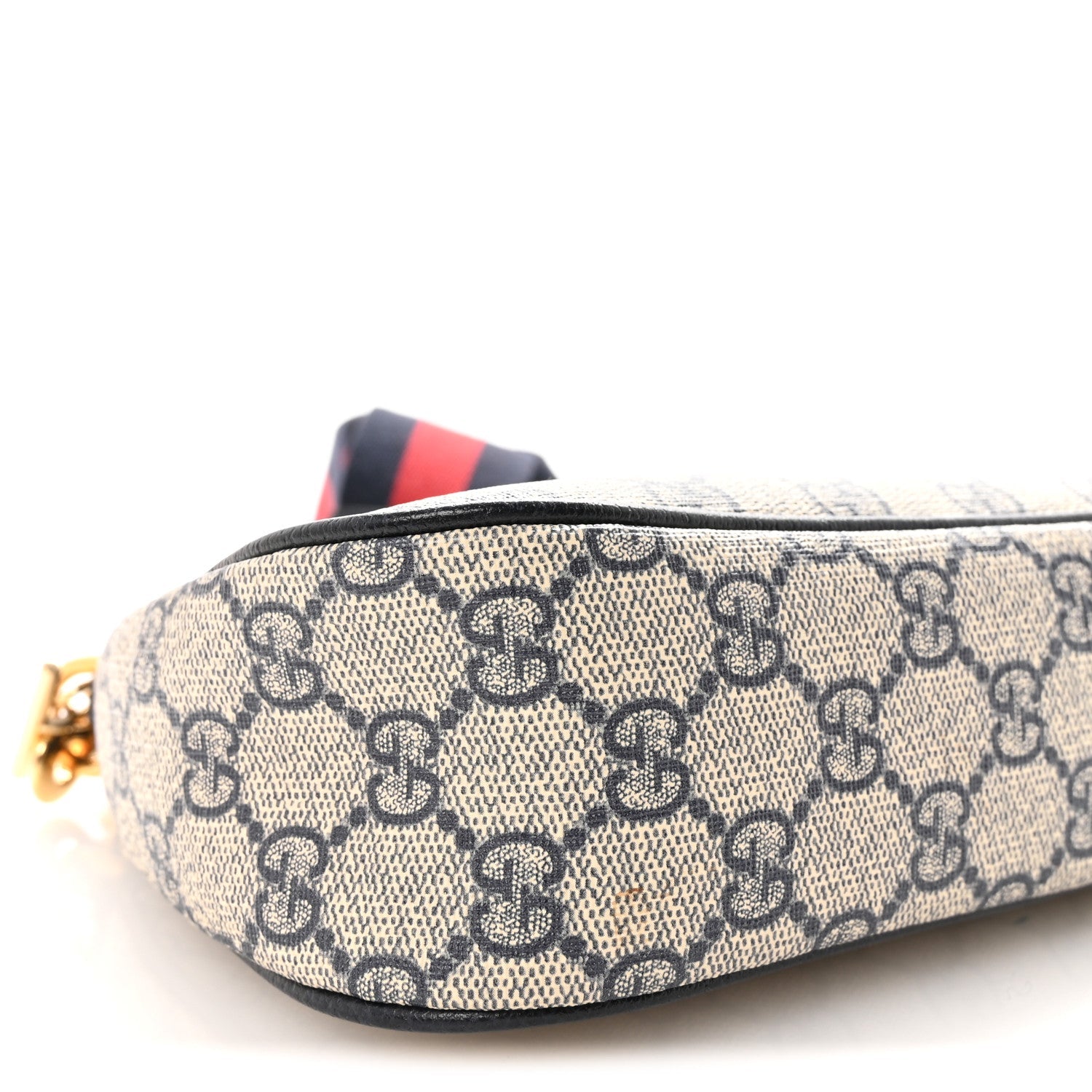 Gucci GG Supreme Monogram Textured Dollar Calfskin Web Small Ophidia GG Handbag Beige Blue
