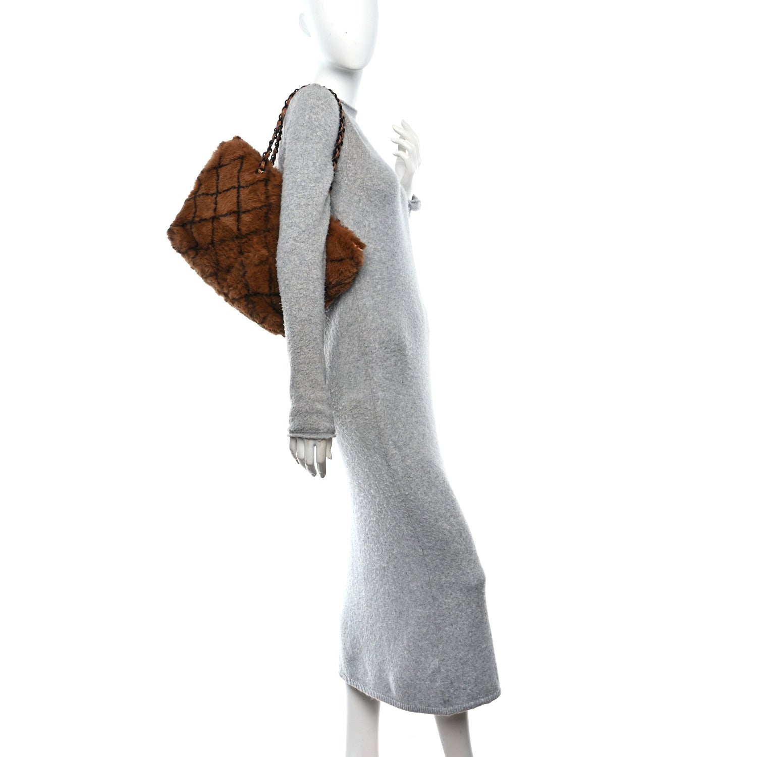 Chanel Lapin Fur Quilt Pattern Tote Brown