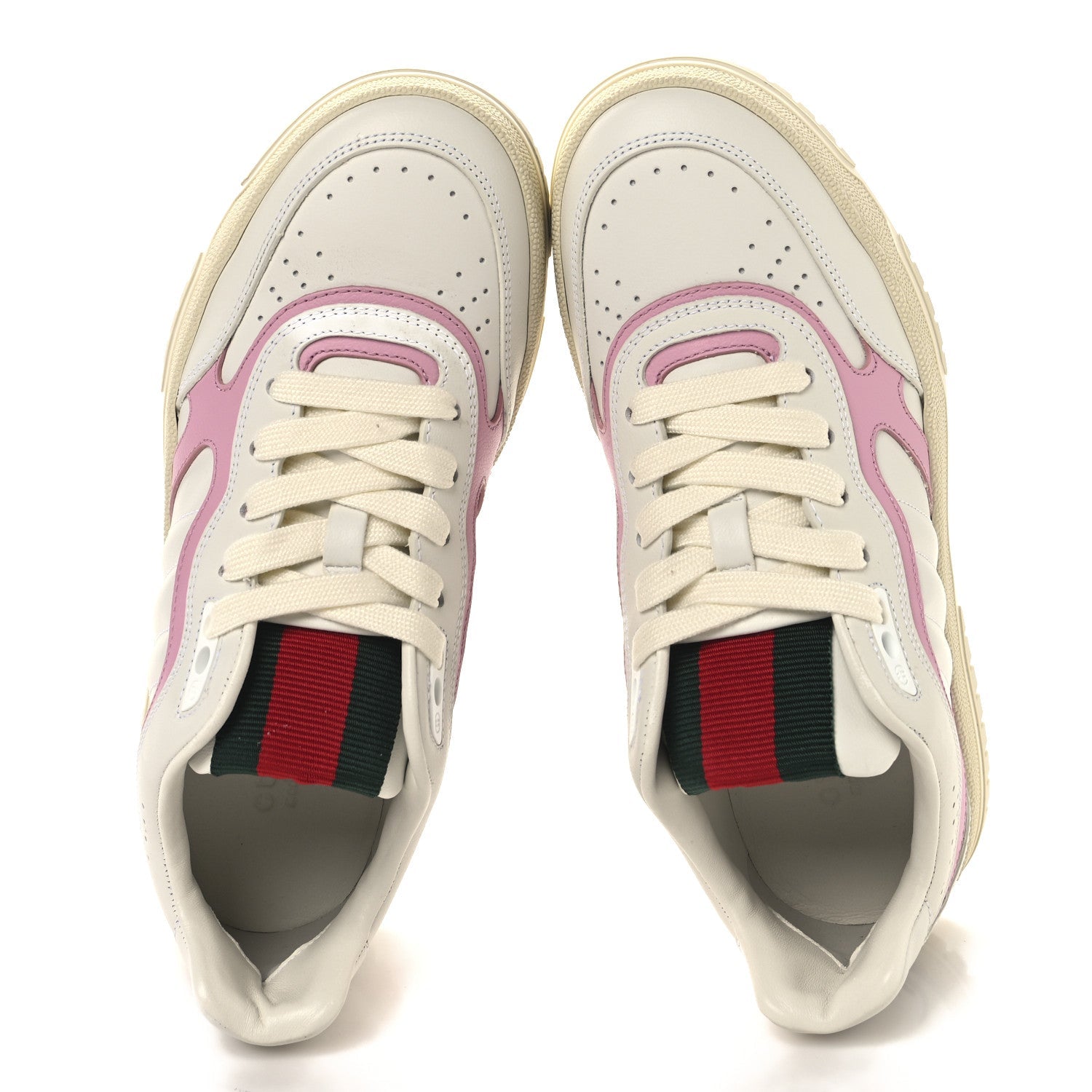 Gucci Calfskin Womens Re-Web Sneakers 36.5 White Pink