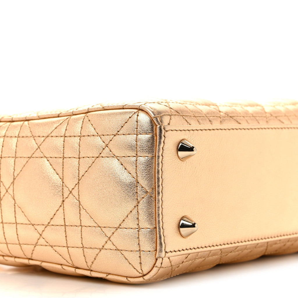 Christian Dior Metallic Lambskin Cannage Small My ABCDior Lady Dior Rose Gold