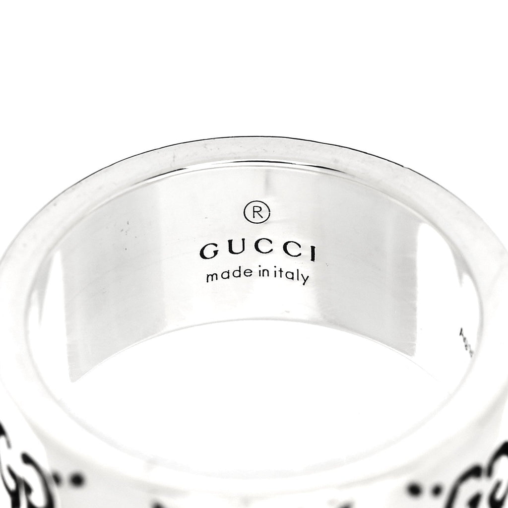 Gucci Sterling Silver GucciGhost Hamlet Skull Band Ring 53 6.5