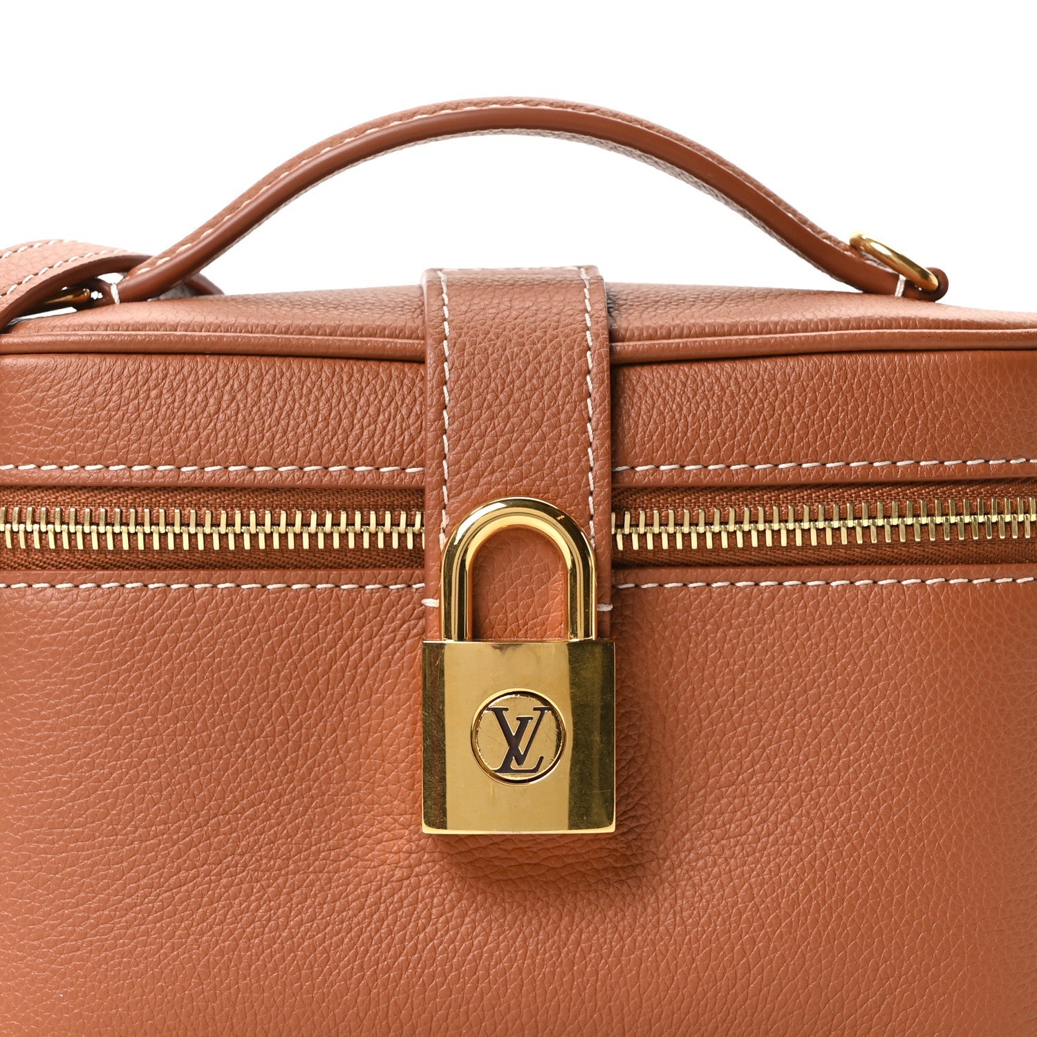 Louis Vuitton Grained Calfskin Low Key Vanity Pouch Cognac