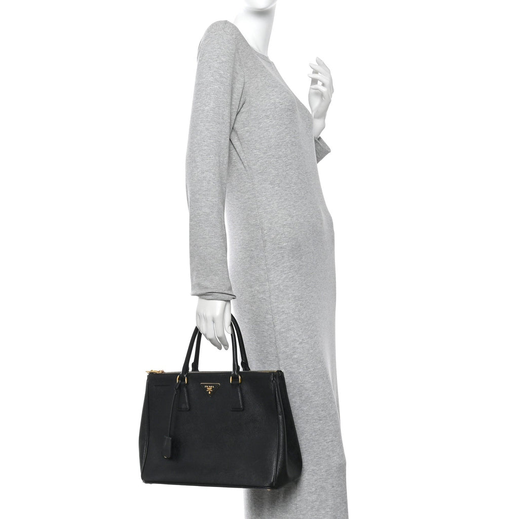 Prada Saffiano Lux Medium Galleria Double Zip Tote Black