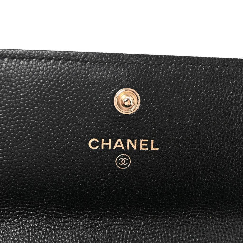 Caviar Quilted Long Boy Flap Wallet Black