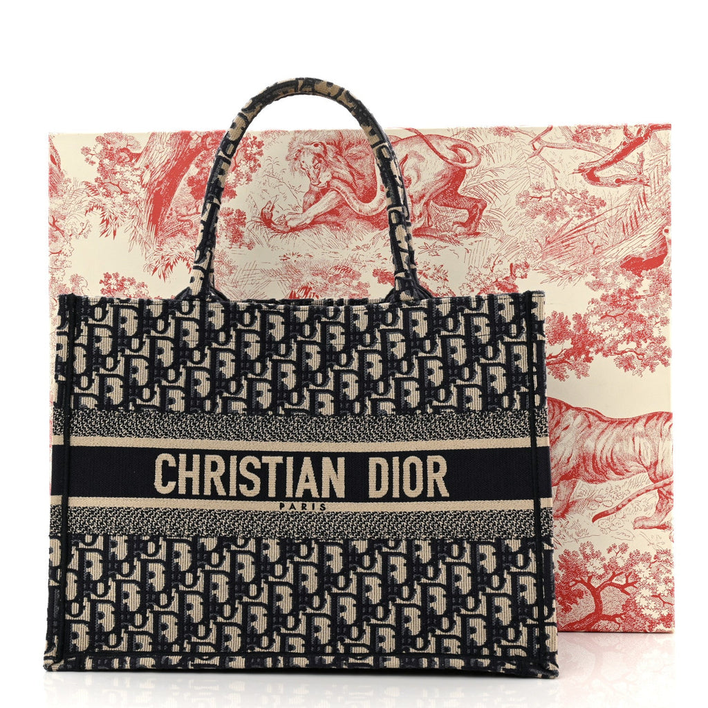 Christian Dior Oblique Medium Book Tote Blue Multicolor