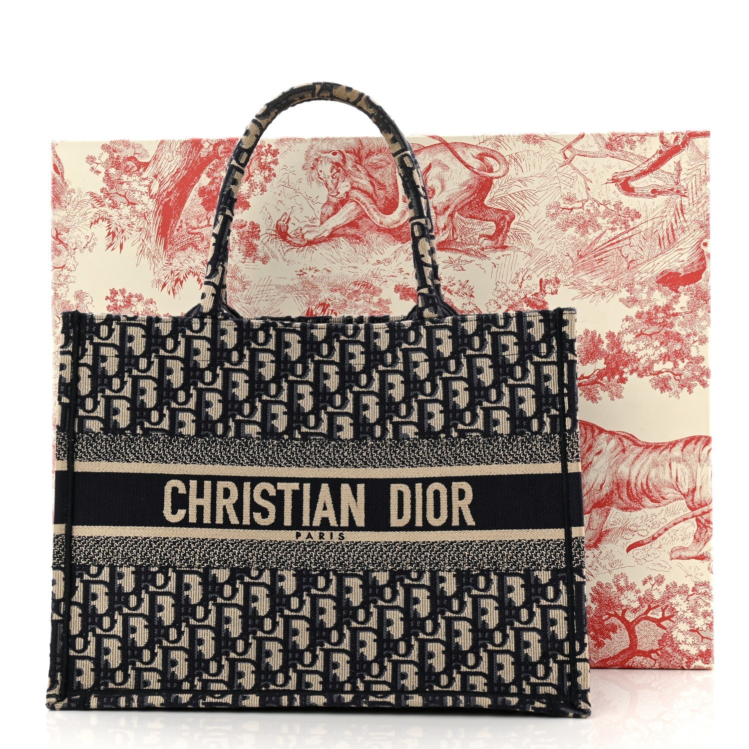 Christian Dior Oblique Medium Book Tote Blue Multicolor