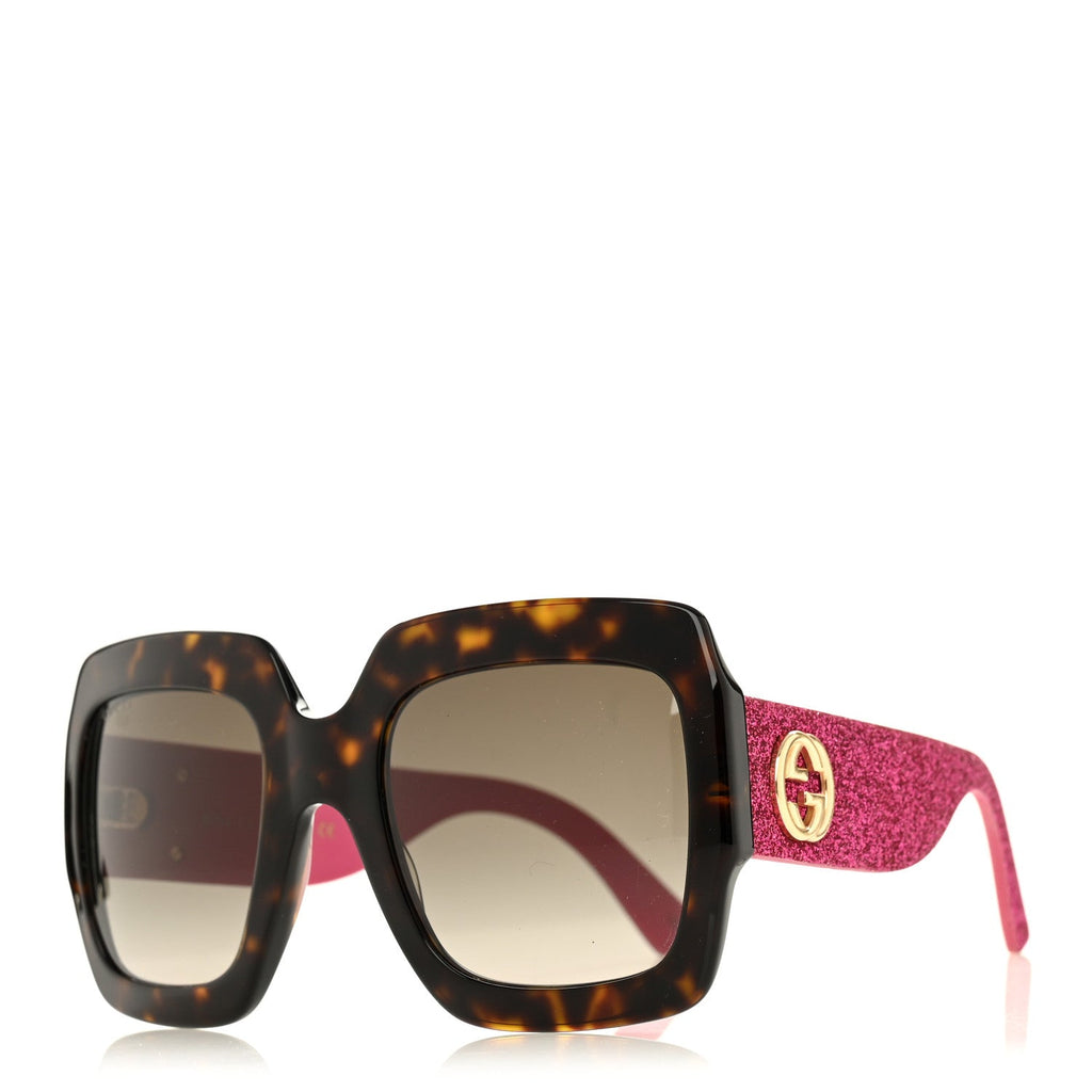Gucci Square Frame GG0102S Sunglasses Glitter Pink Multi
