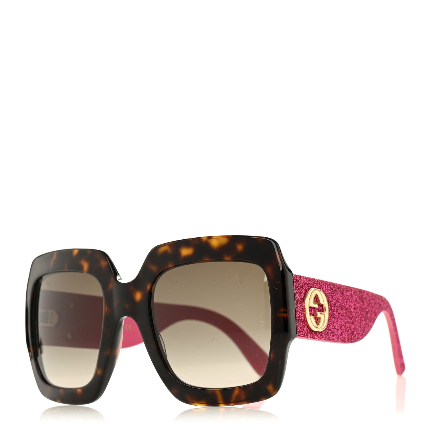 Gucci Square Frame GG0102S Sunglasses Glitter Pink Multi