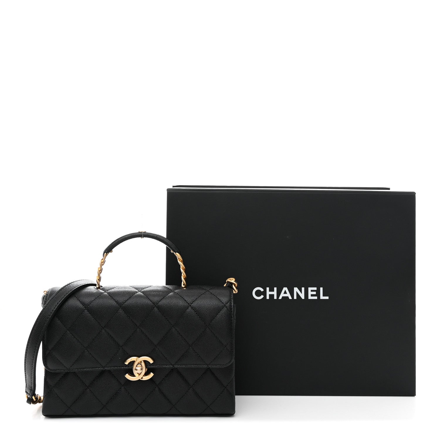 Chanel Caviar Quilted Medium Carry Me Top Handle Flap Black
