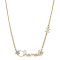 Metal Crystal Logo Star Necklace Gold