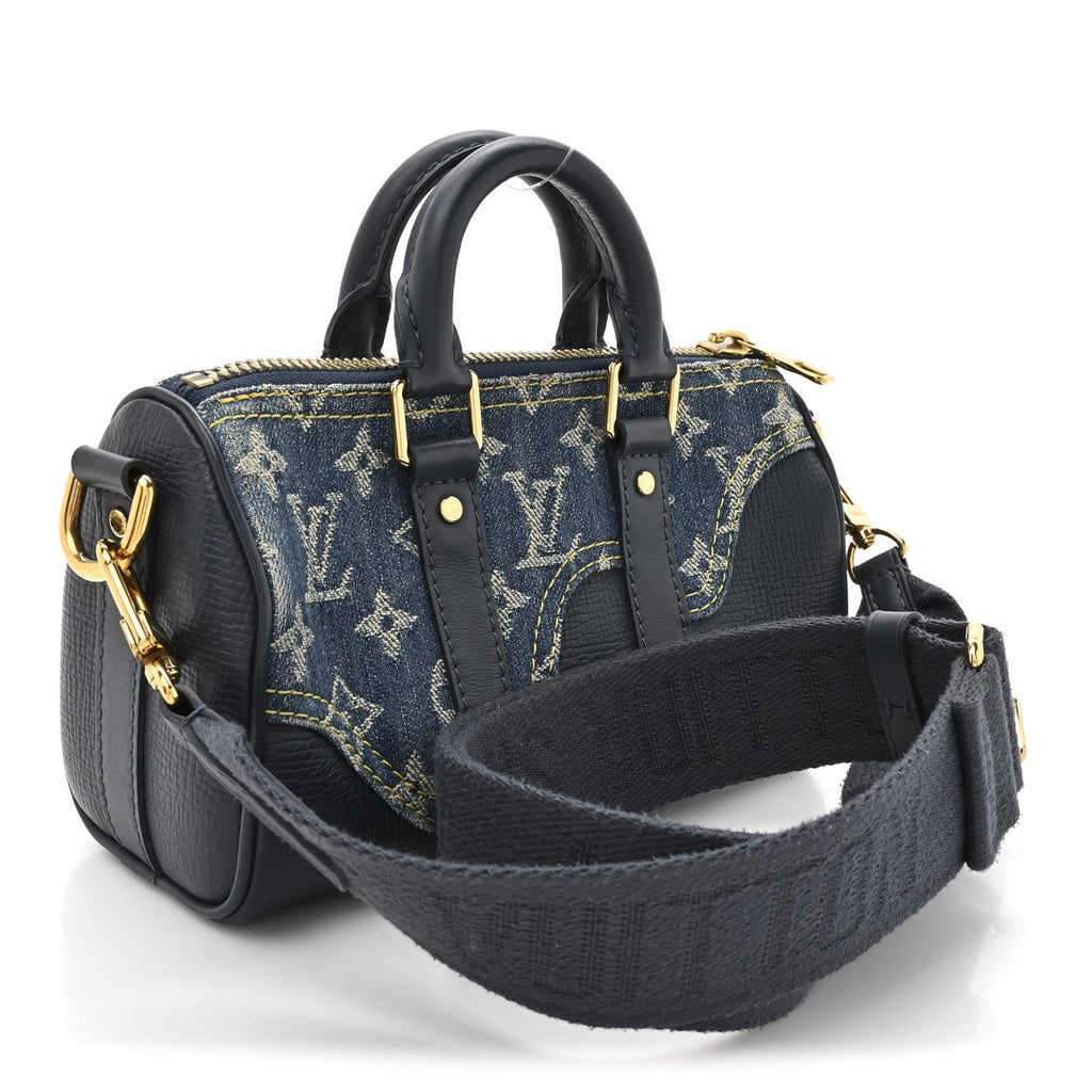 Louis Vuitton X NIGO Taurillon Monogram Denim Drip Keepall XS Blue