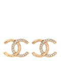 Crystal Glitter Quilted CC Earrings Light Gold