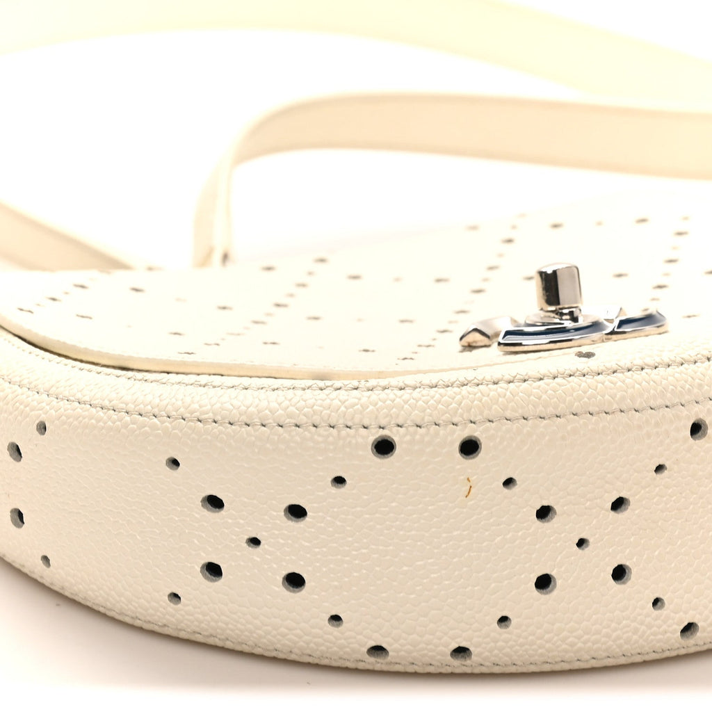 Chanel Caviar Perforated Messenger Bag White