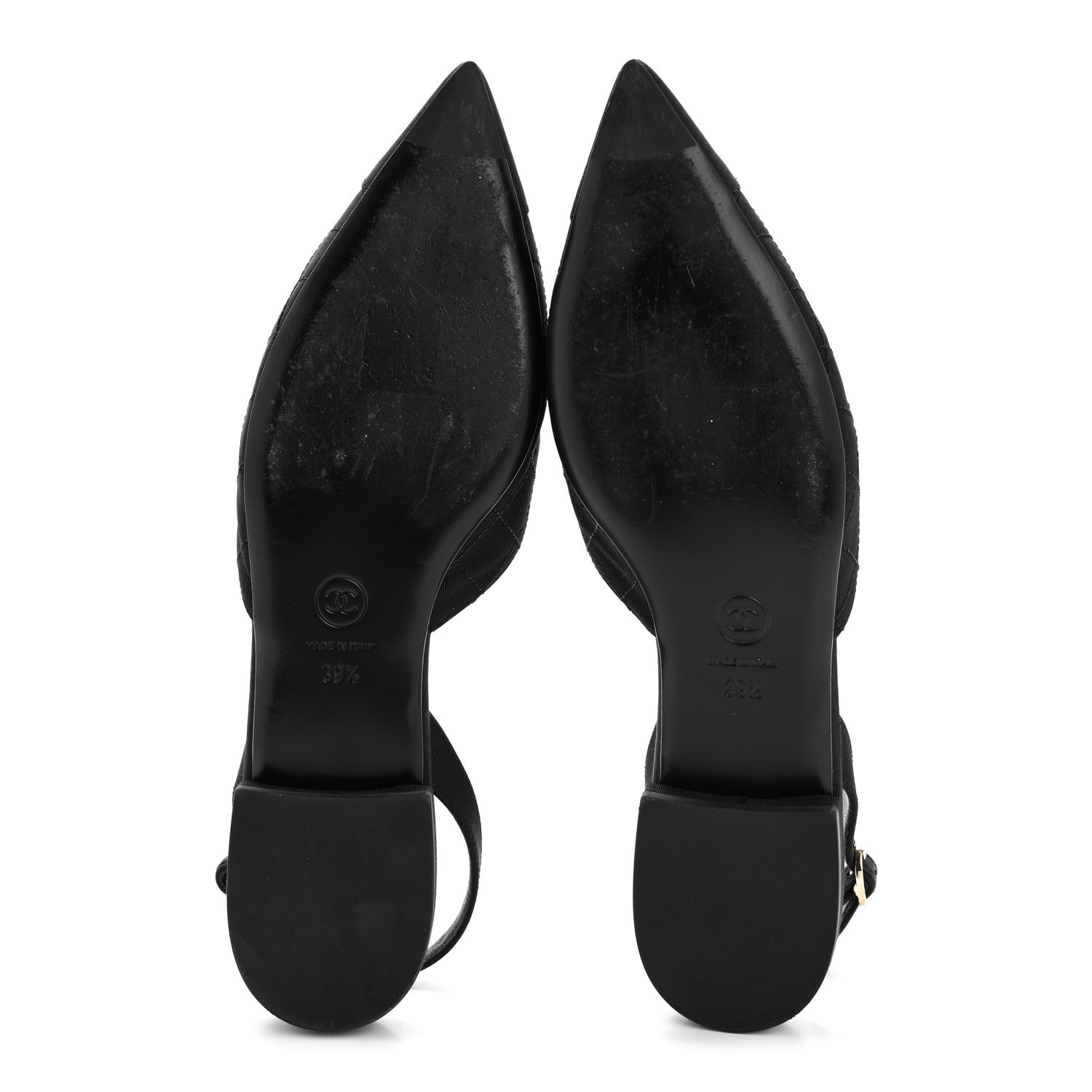 Grosgrain Camellia Slingback Flats 39.5 Black White