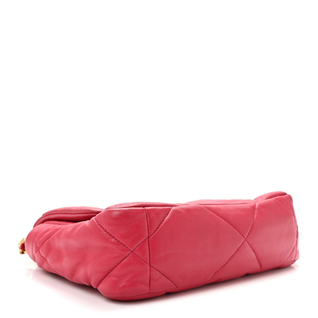 Chanel Lambskin Quilted Medium Chanel 19 Flap Dark Pink