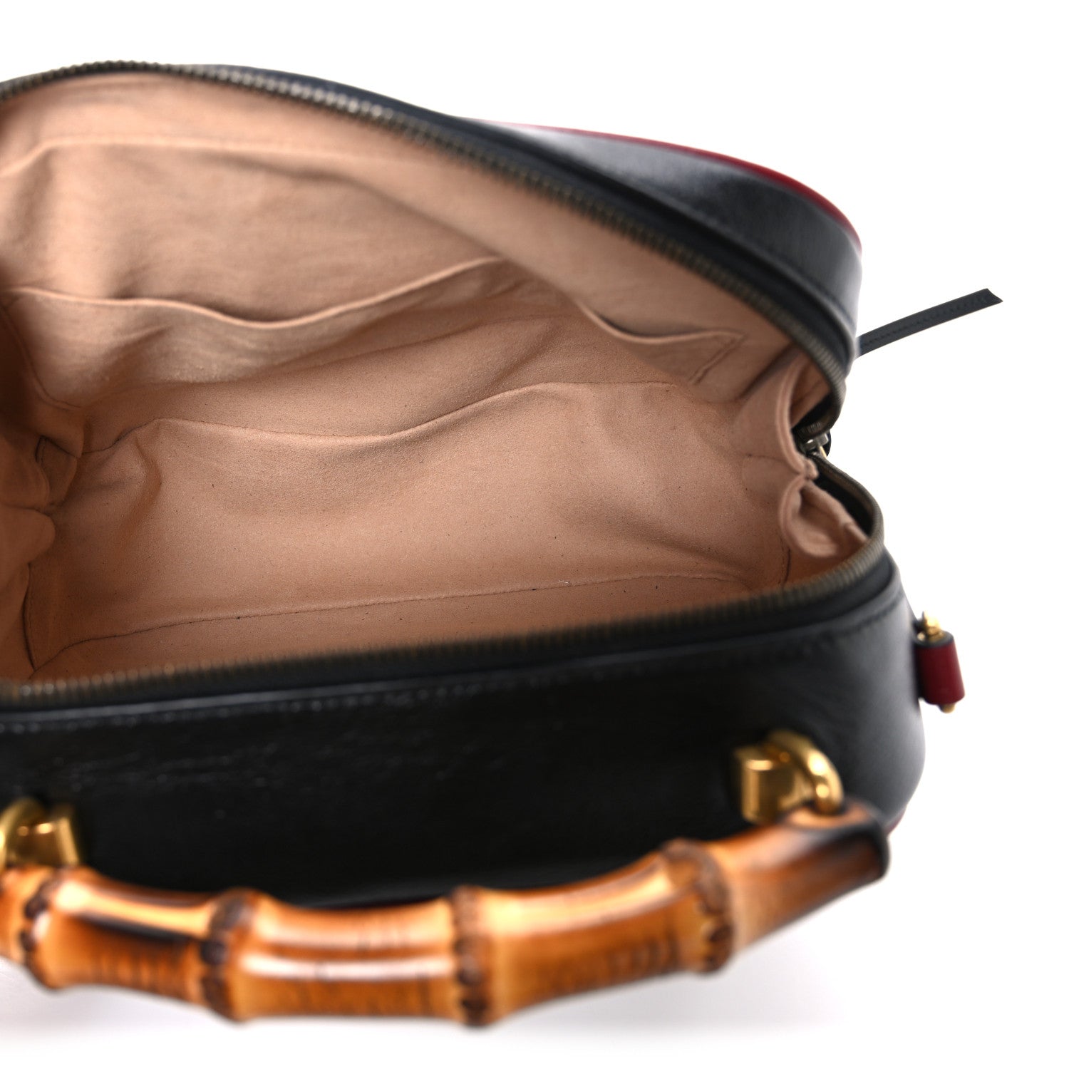 Gucci Vintage Effect Calfskin Matelasse Diagonal Small Torchon GG Marmont Bamboo Top Handle Shoulder Bag Black Romantic Cherry
