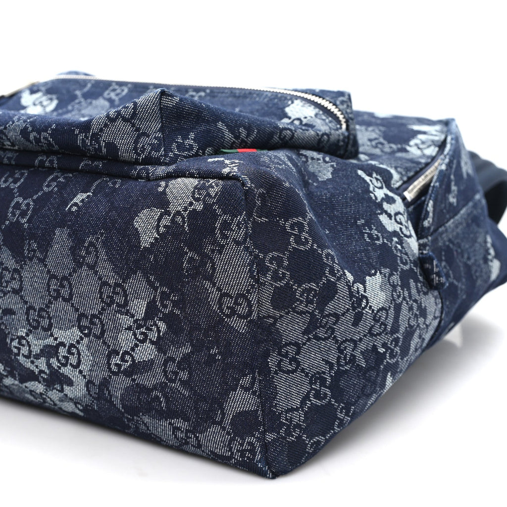 Gucci Denim Monogram Camouflage Large Backpack Blue