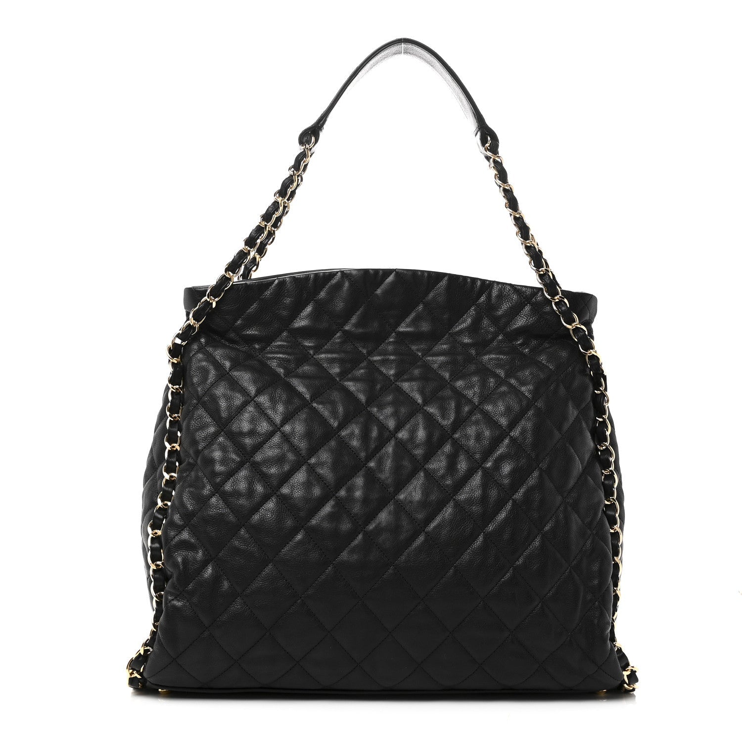 Chanel Calfskin Quilted Large Chain Me Hobo Black