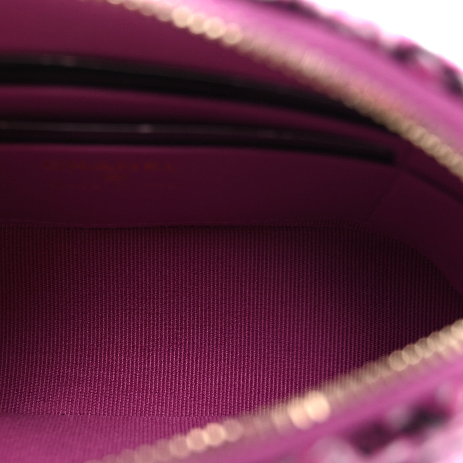 Chanel Tweed Quilted Mini Clutch With Chain Purple