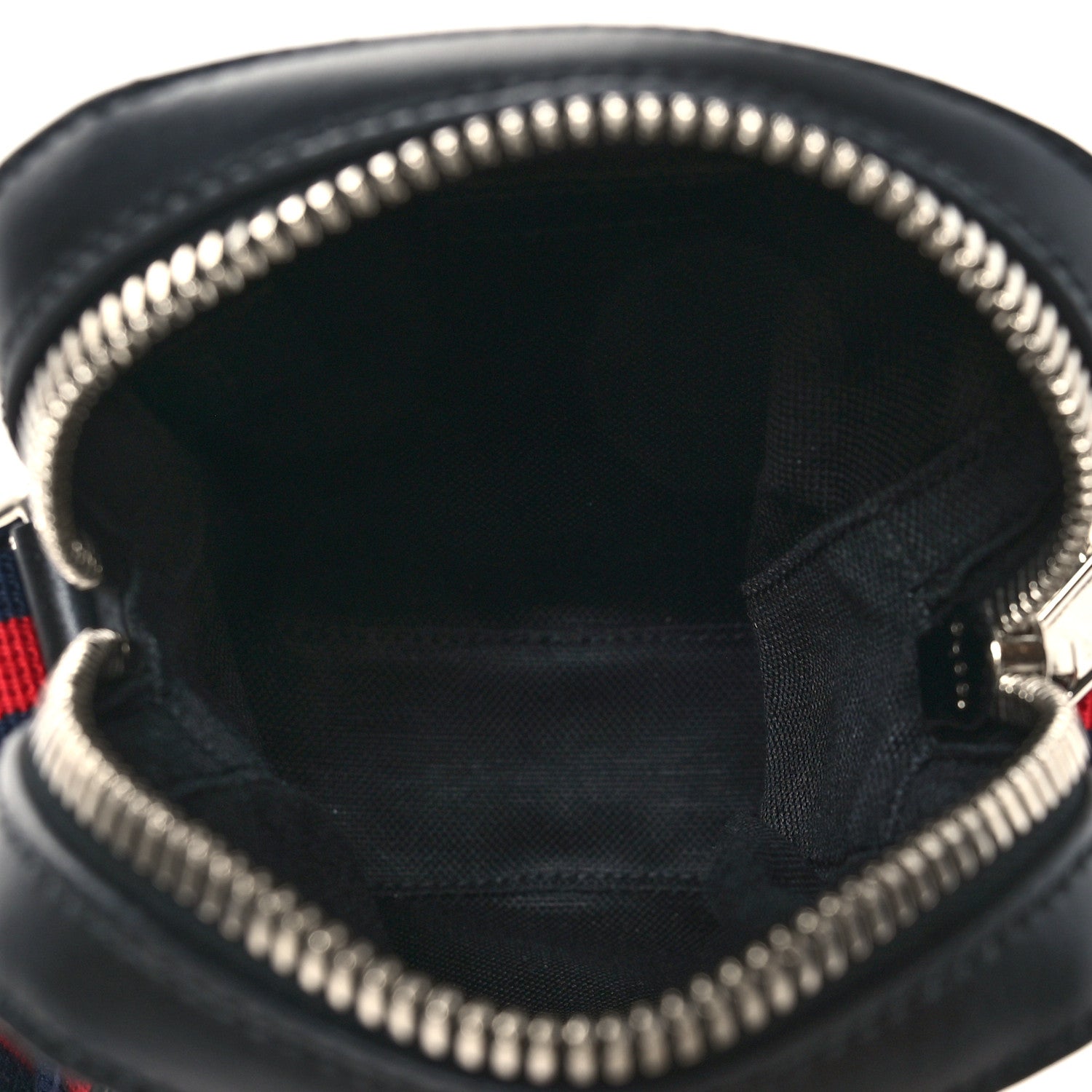 Gucci GG Supreme Monogram Appia Calfskin Web Small Camera Messenger Bag Black Grey