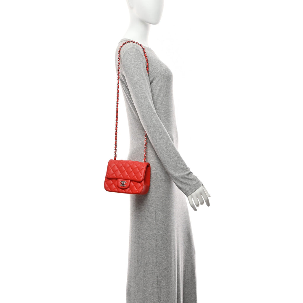 Chanel Lambskin Quilted Mini Square Flap Red