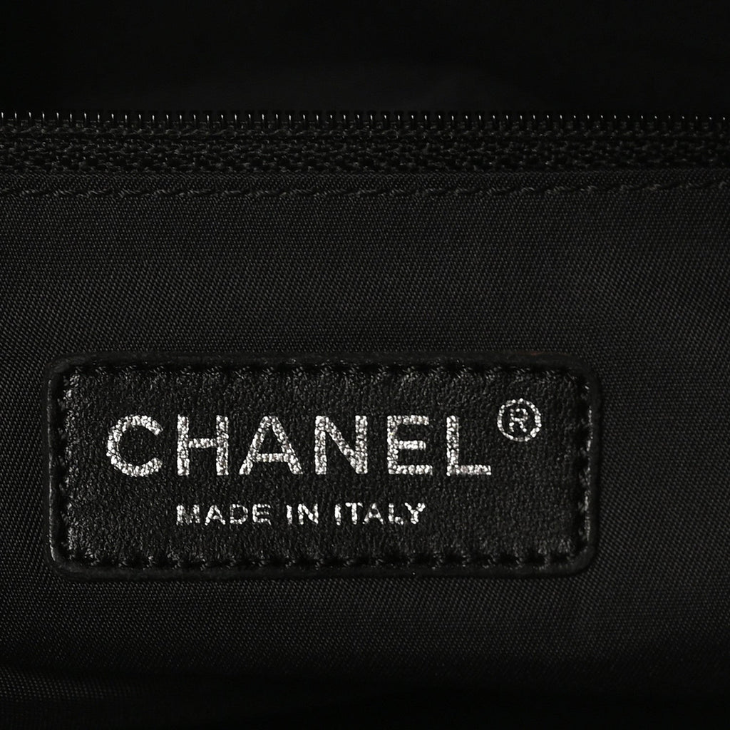 Chanel Coated Canvas Quilted Large Paris Biarritz Tote Black