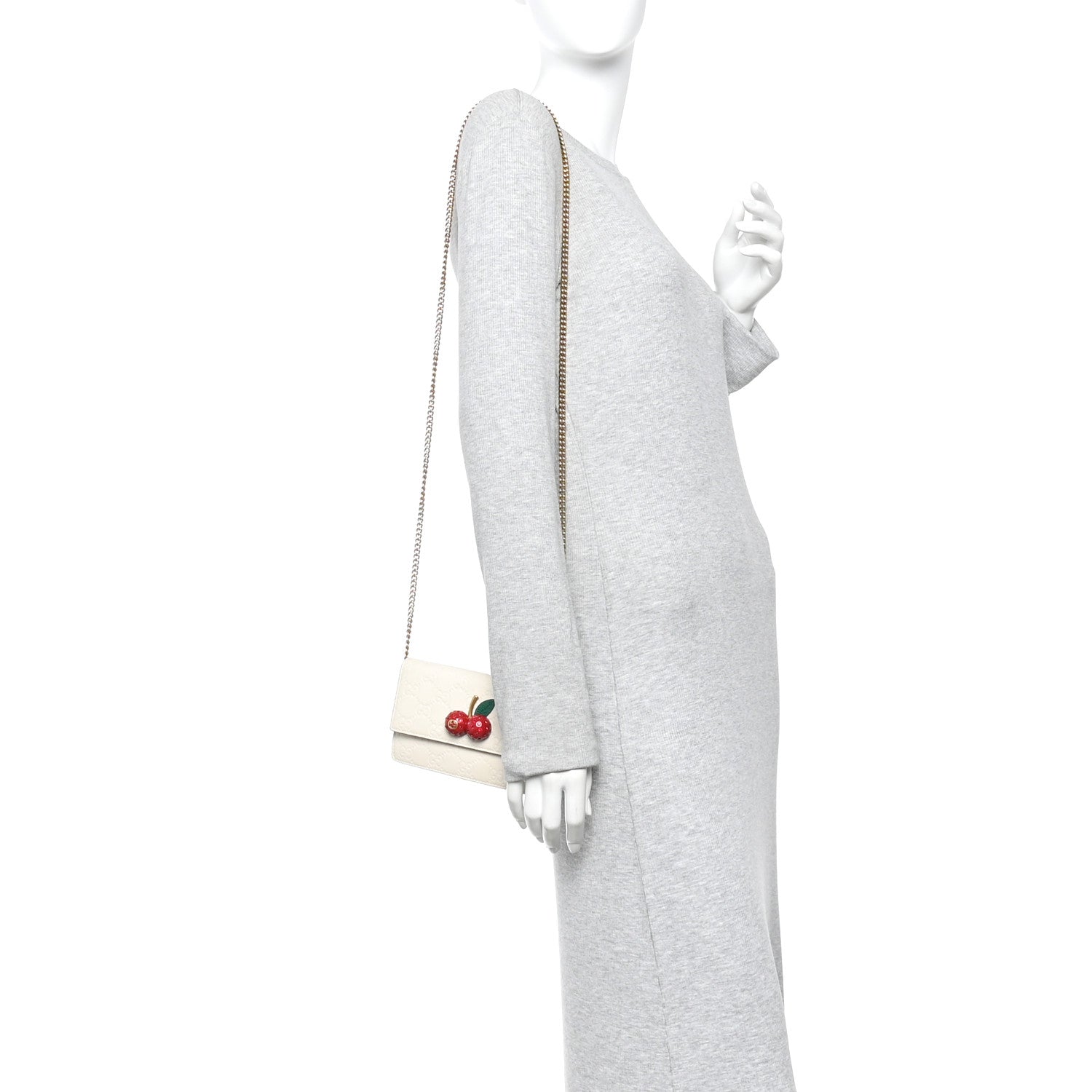 Gucci Guccissima Mini Cherry Chain Bag White