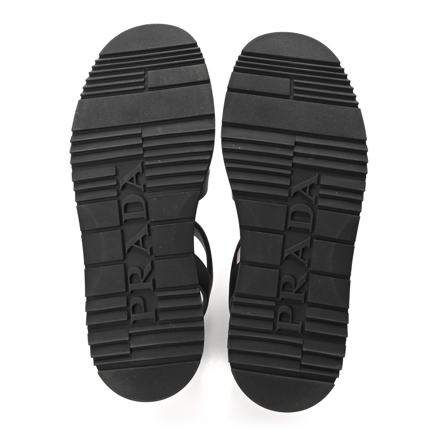 Prada Foam Rubber Metal Triangle Logo Soft Cage Women Sandals 40 Black