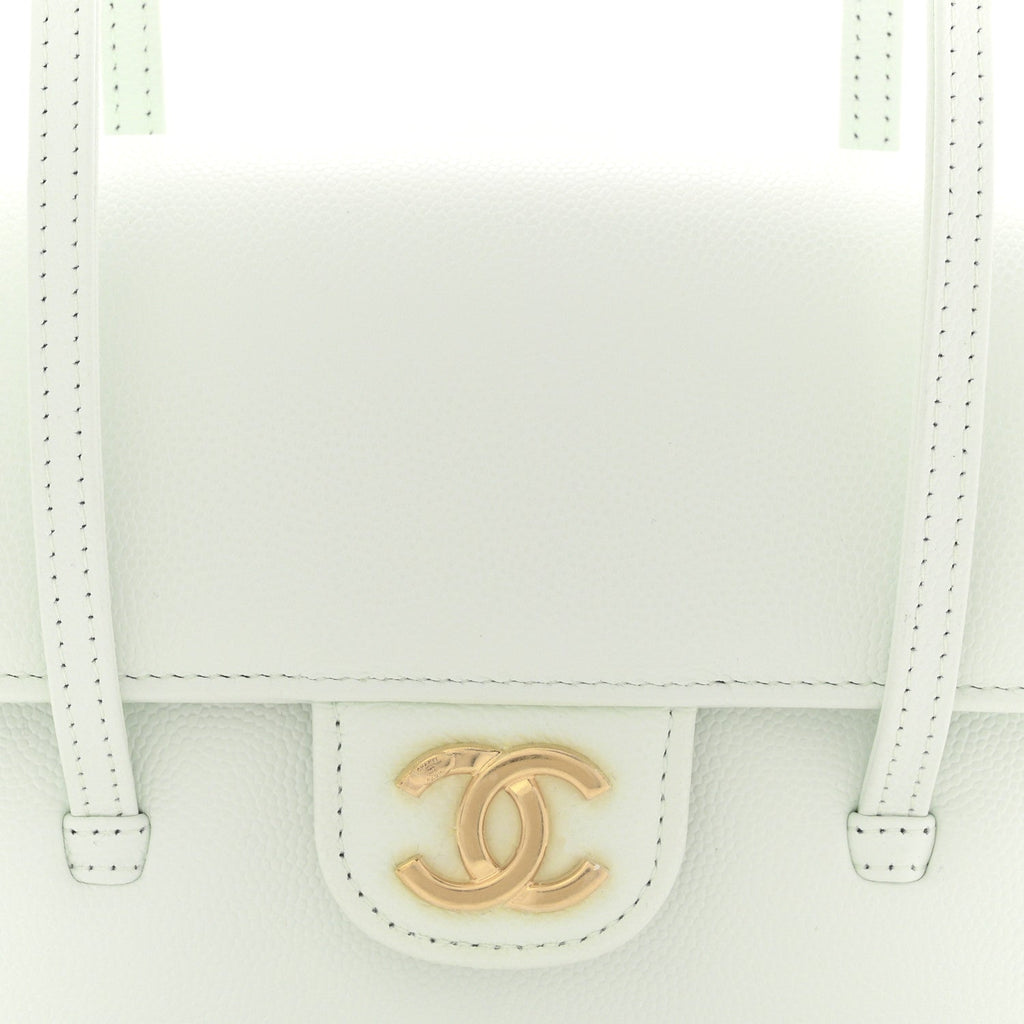 Chanel Shiny Caviar Mini Preppy Coco Shoulder Bag Light Blue