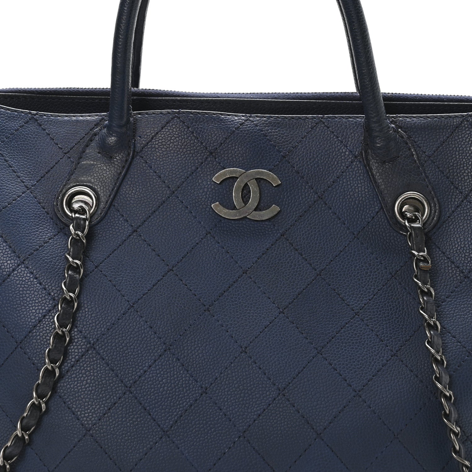 Chanel Grained Vegetal Calfskin Urban Shopping Tote Blue