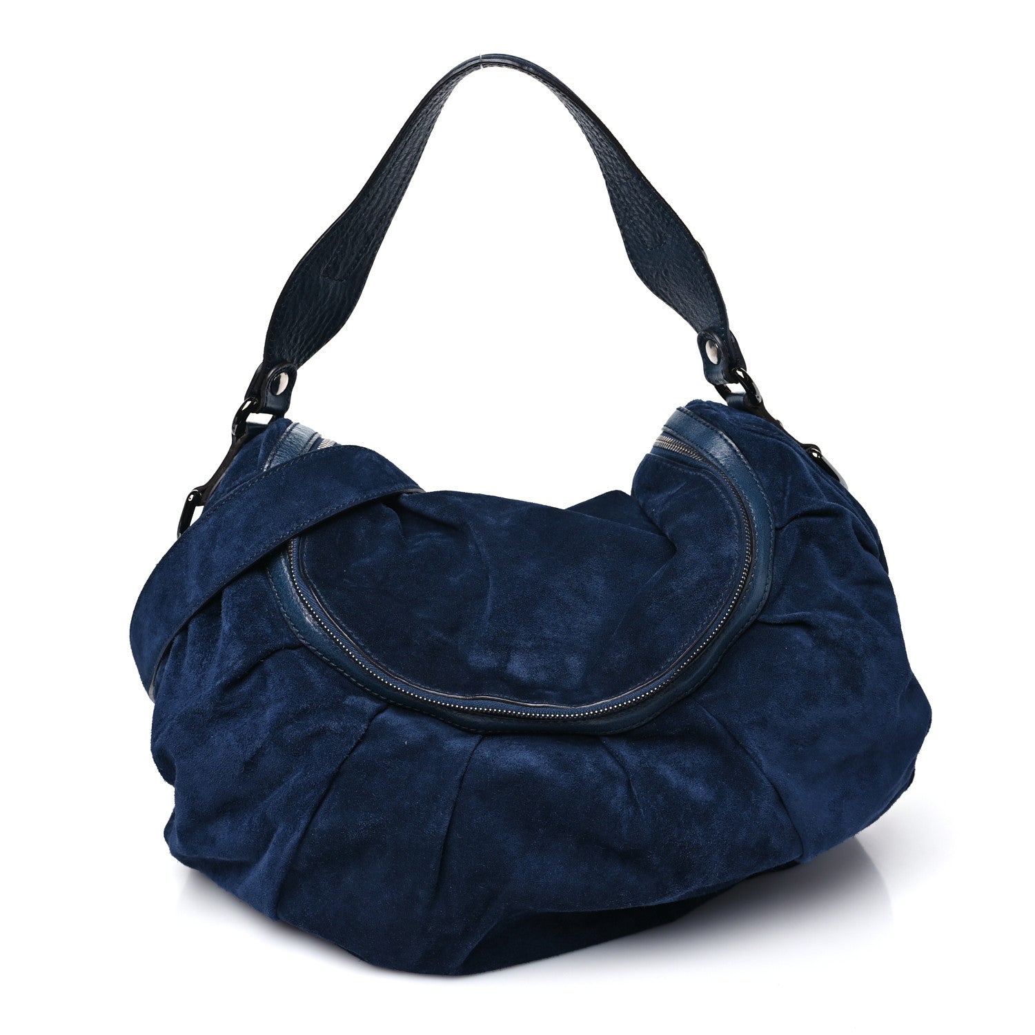 Gucci Suede Medium Icon Bit Shoulder Bag Blue