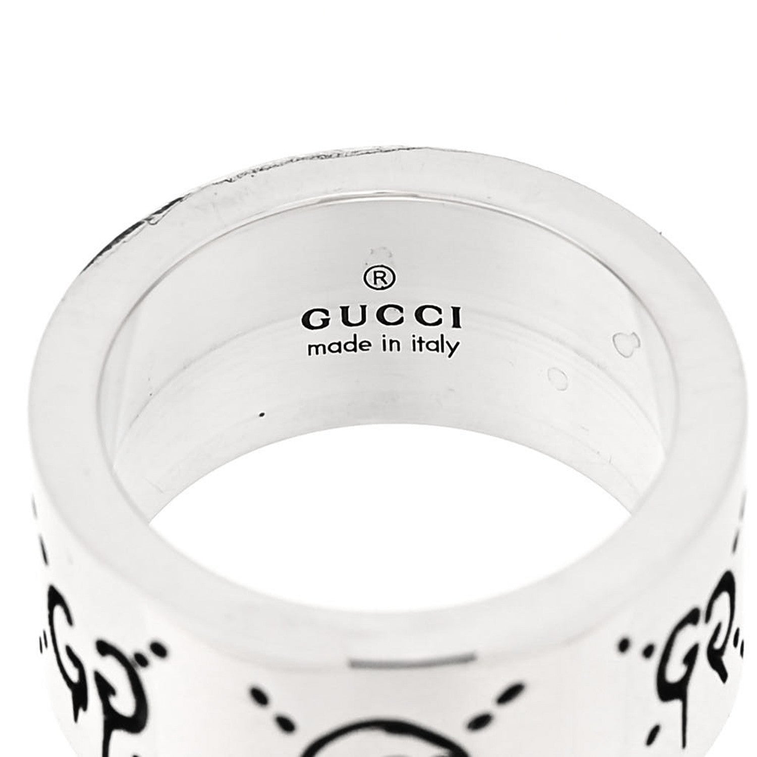 Gucci Sterling Silver GucciGhost Hamlet Skull Band Ring 47 4