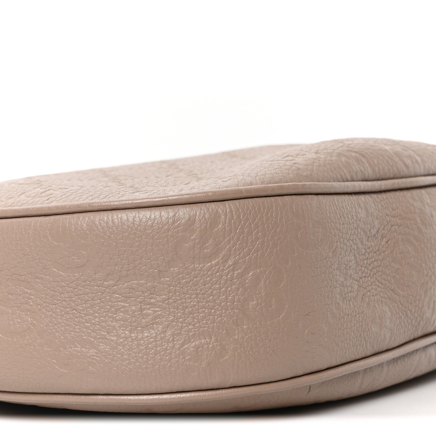 Gucci GG Grainy Calfskin Emblem Large Half Moon Shoulder Bag Taupe