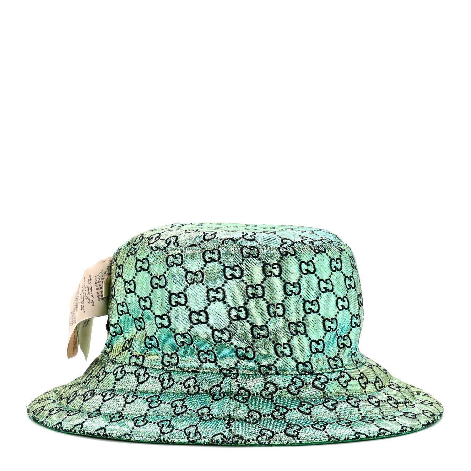 Gucci Canvas Lame GG Monogram Reversible Bucket Hat L Green