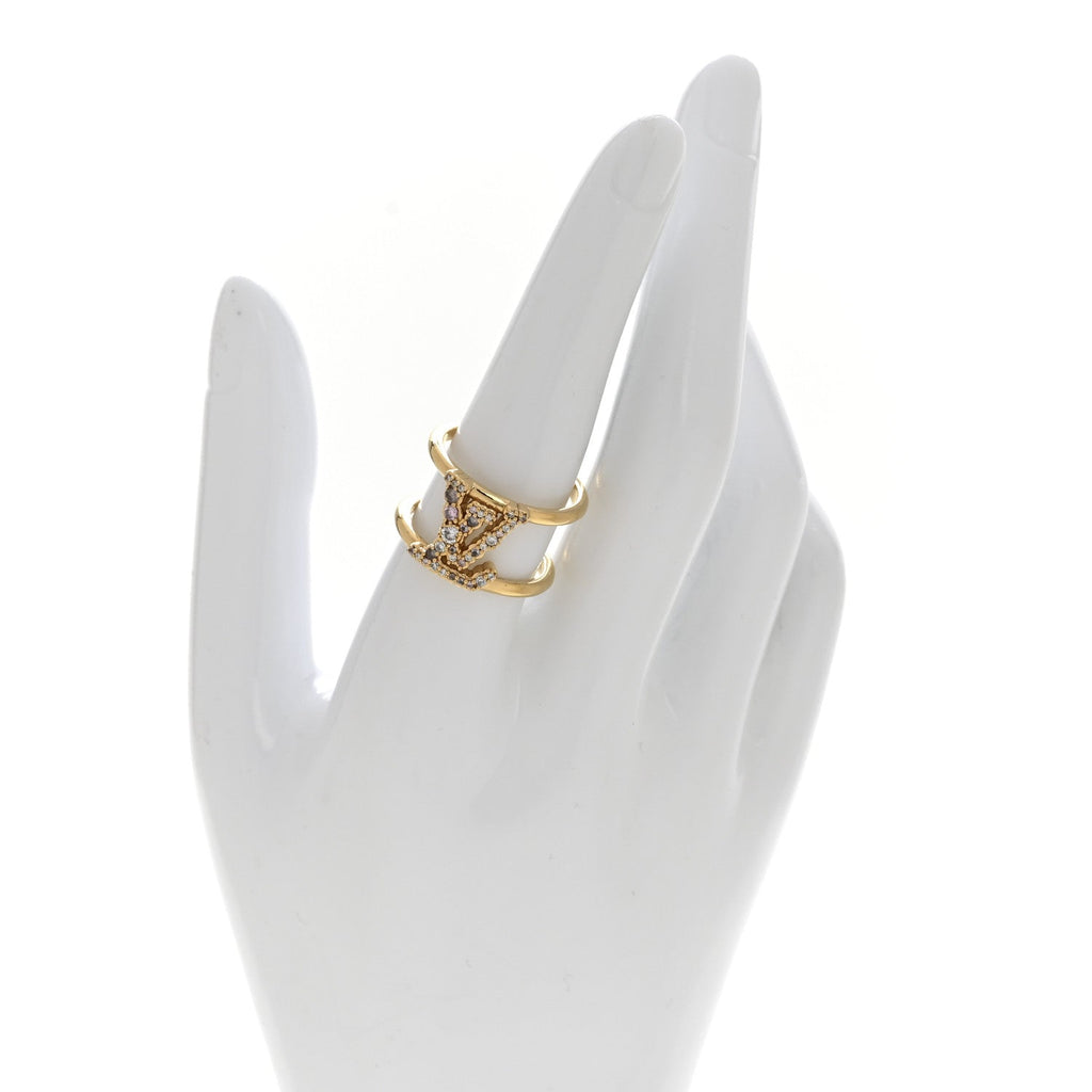 Louis Vuitton Metal Crystal Iconic Tresor Ring L Gold