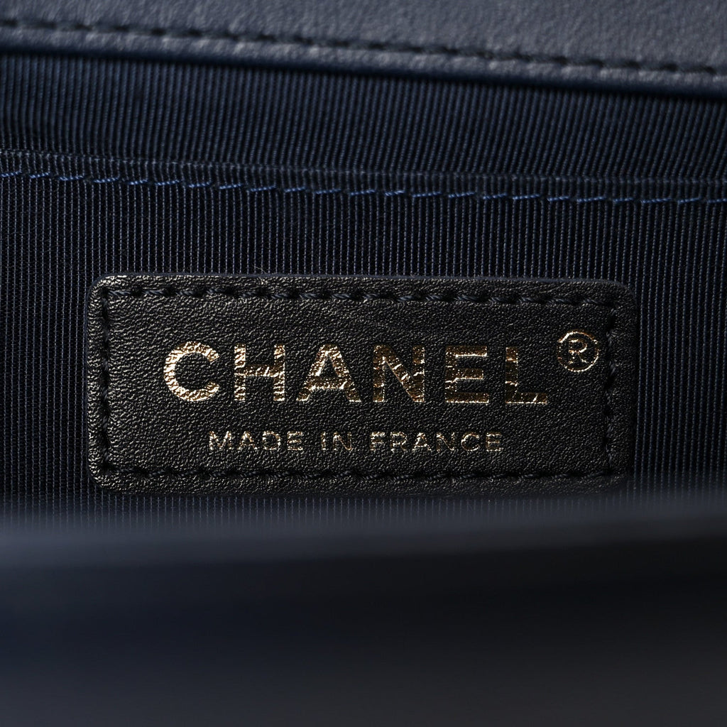 Chanel Lambskin Quilted Medium Boy Flap Dark Navy