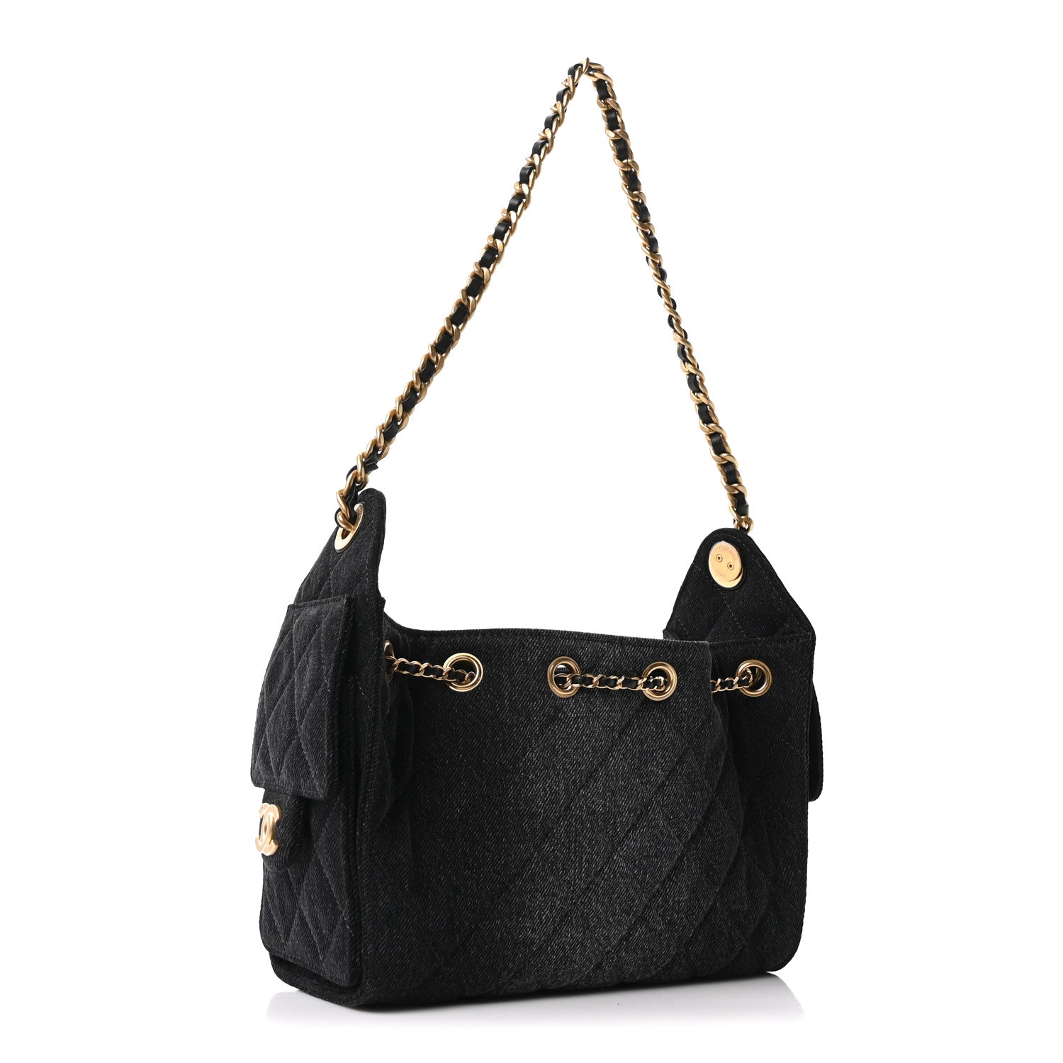 Chanel Washed Denim Quilted Mini Chanel 25 Handbag Black