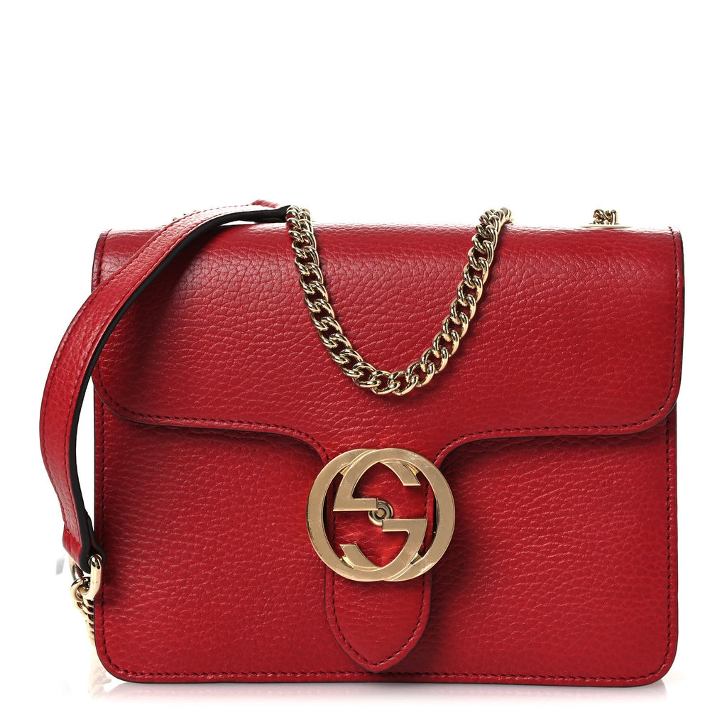Gucci Dollar Calfskin Small Interlocking G Shoulder Bag Red